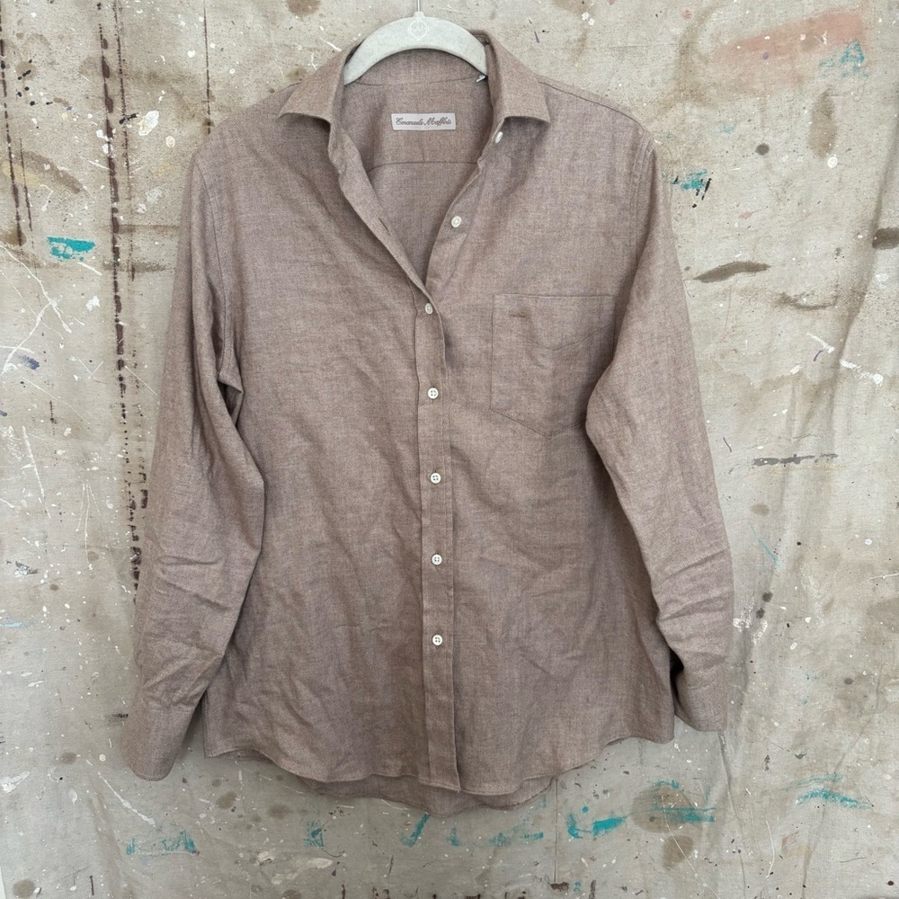 Emanuele Maffeis Herringbone Cotton Button Down Top